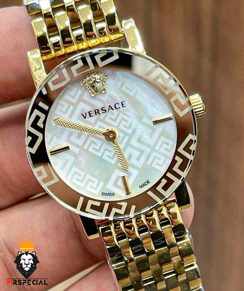 ساعت مچی زنانه ورساچه کوارتز طلایی صفحه سفید 01184 VERSACE