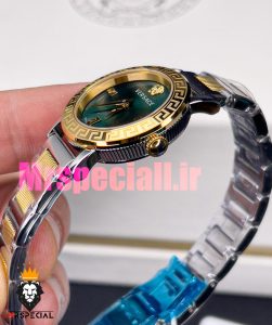 ساعت ورساچه زنانه کوارتز دورنگ طلایی صفحه سبز 020845 VERSACE 