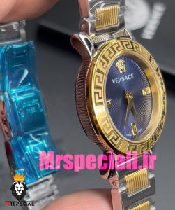 ساعت ورساچه زنانه کوارتز دورنگ طلایی صفحه ابی 020844 VERSACE