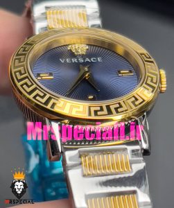 ساعت ورساچه زنانه کوارتز دورنگ طلایی صفحه ابی 020844 VERSACE