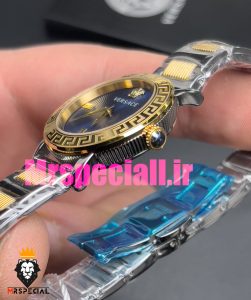 ساعت ورساچه زنانه کوارتز دورنگ طلایی صفحه ابی 020844 VERSACE