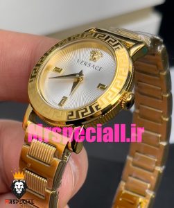 ساعت ورساچه زنانه کوارتز طلایی صفحه سفید 020842 VERSACE