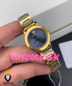 ساعت ورساچه زنانه کوارتز طلایی صفحه ابی 020843 VERSACE