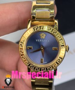 ساعت ورساچه زنانه کوارتز طلایی صفحه ابی 020843 VERSACE