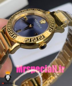 ساعت ورساچه زنانه کوارتز طلایی صفحه ابی 020843 VERSACE
