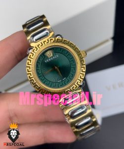ساعت ورساچه زنانه کوارتز دورنگ طلایی صفحه سبز 020851 VERSACE 