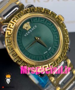 ساعت ورساچه زنانه کوارتز دورنگ طلایی صفحه سبز 020851 VERSACE 