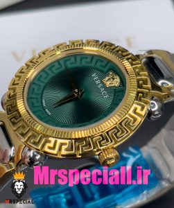 ساعت ورساچه زنانه کوارتز دورنگ طلایی صفحه سبز 020851 VERSACE 
