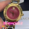 ساعت ورساچه زنانه کوارتز دورنگ طلایی صفحه قرمز 020852 VERSACE
