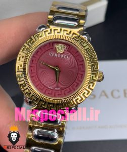ساعت ورساچه زنانه کوارتز دورنگ طلایی صفحه قرمز 020852 VERSACE 