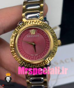 ساعت ورساچه زنانه کوارتز دورنگ طلایی صفحه قرمز 020852 VERSACE 