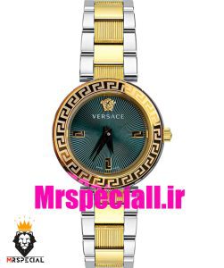 ساعت ورساچه زنانه کوارتز دورنگ طلایی صفحه سبز 020845 VERSACE