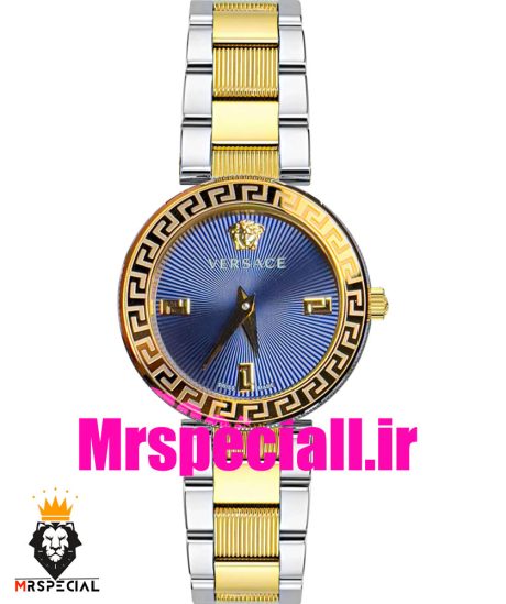 ساعت ورساچه زنانه کوارتز دورنگ طلایی صفحه ابی 020844 VERSACE