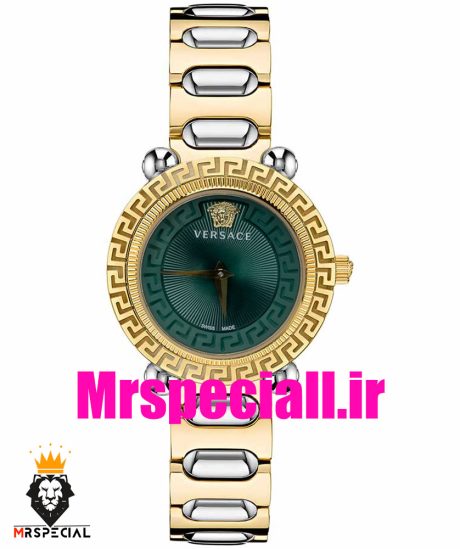 ساعت ورساچه زنانه کوارتز دورنگ طلایی صفحه سبز 020851 VERSACE