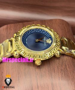 ساعت ورساچه زنانه کوارتز طلایی صفحه ابی 021033 VERSACE 