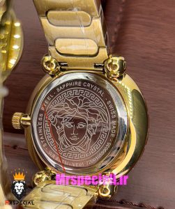 ساعت ورساچه زنانه کوارتز طلایی صفحه ابی 021033 VERSACE 