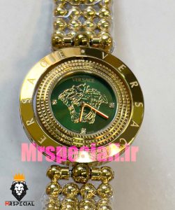 ساعت ورساچه زنانه کوارتز طلایی صفحه سبز قاب متحرک 020886 VERSACE