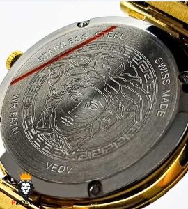 ساعت مچی زنانه ورساچه بند حصیری طلایی صفحه سبز 01551 VERSACE