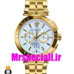ساعت مچی مردانه ورساچه کرنوگراف طلایی صفحه سفید 0910 VERSACE