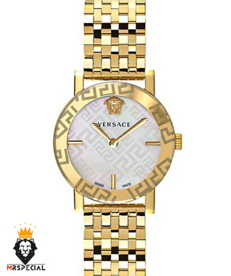 ساعت مچی زنانه ورساچه کوارتز طلایی صفحه سفید 01184 VERSACE