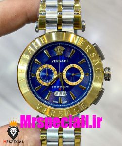 ساعت مچی مردانه ورساچه کرنوگراف دورنگ طلایی صفحه ابیVERSACE 020647