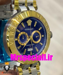 ساعت مچی مردانه ورساچه کرنوگراف دورنگ طلایی صفحه ابیVERSACE 020647