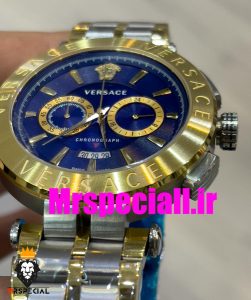 ساعت مچی مردانه ورساچه کرنوگراف دورنگ طلایی صفحه ابیVERSACE 020647