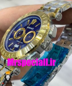 ساعت مچی مردانه ورساچه کرنوگراف دورنگ طلایی صفحه ابیVERSACE 020647