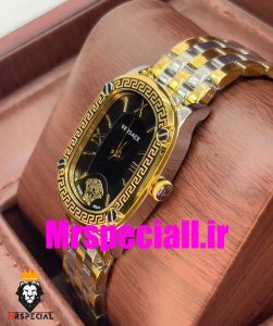 ساعت مچی زنانه ورساچه کوارتز دورنگ طلایی صفحه مشکی 020670 VERSACE