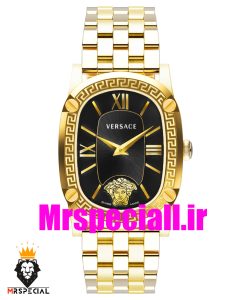 ساعت مچی زنانه ورساچه کوارتز دورنگ طلایی صفحه مشکی 020670 VERSACE