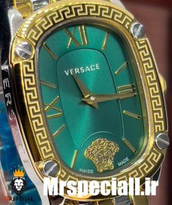 ساعت مچی زنانه ورساچه کوارتز دورنگ طلایی صفحه سبز 0863 VERSACE