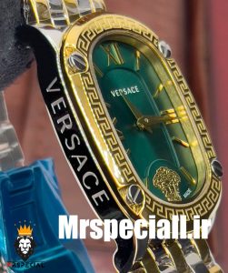 ساعت مچی زنانه ورساچه کوارتز دورنگ طلایی صفحه سبز 0863 VERSACE