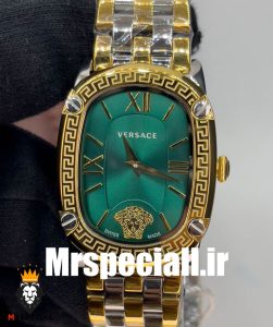 ساعت مچی زنانه ورساچه کوارتز دورنگ طلایی صفحه سبز 0863 VERSACE