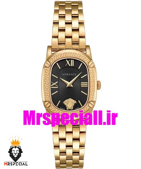 ساعت مچی زنانه ورساچه کوارتز طلایی صفحه مشکی 020673 VERSACE