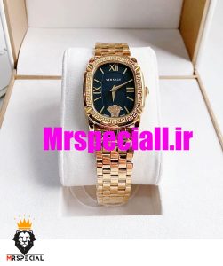 ساعت مچی زنانه ورساچه کوارتز طلایی صفحه مشکی 020673 VERSACE